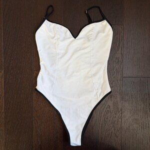 LPA Alessa One Piece Swimsuit (White with Black Trim) - Small